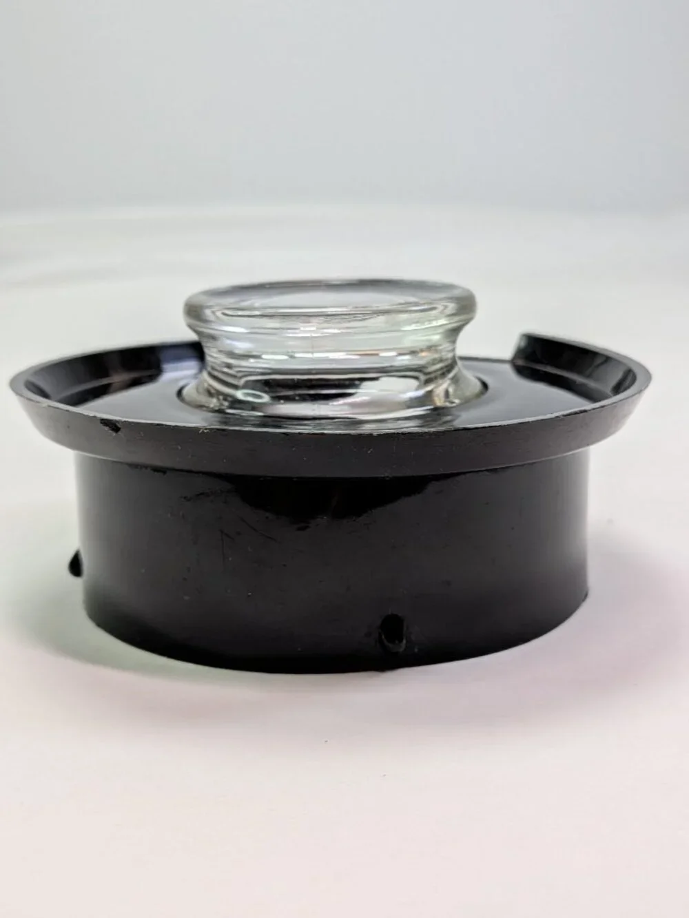 VTG Farberware Style Bakelite Percolator Lid Upturned Flared Rim + Glass Knob